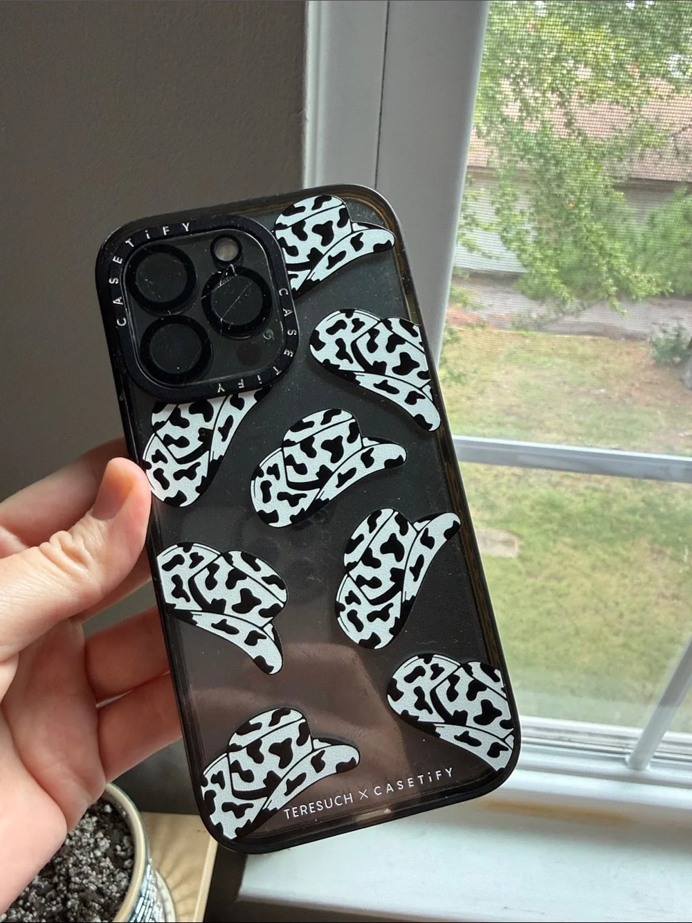 Casetify Clear Black & White Cowgirl Hat iPhone 13 Pro Case